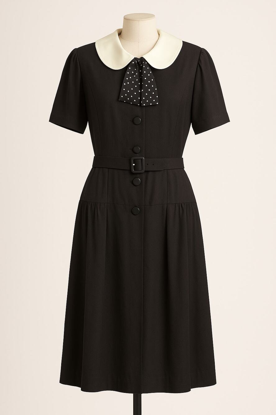 Vintage NWT Daniel Barrett for Neiman Marcus Black Peter Pan Collar Dress Sz 14